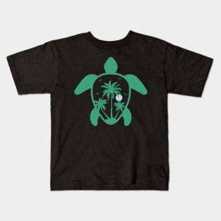 Vintage Retro Surfing Plam Tree Summer Reptiles Turtles Kids T-Shirt